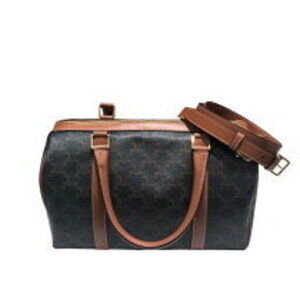 Celine Boston Bag Brown Triomphe Canvas Tan